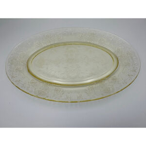 Imperial Glass Open Rose Oval Platter | Canary Yellow EAPG Serving Tray | c.1915
